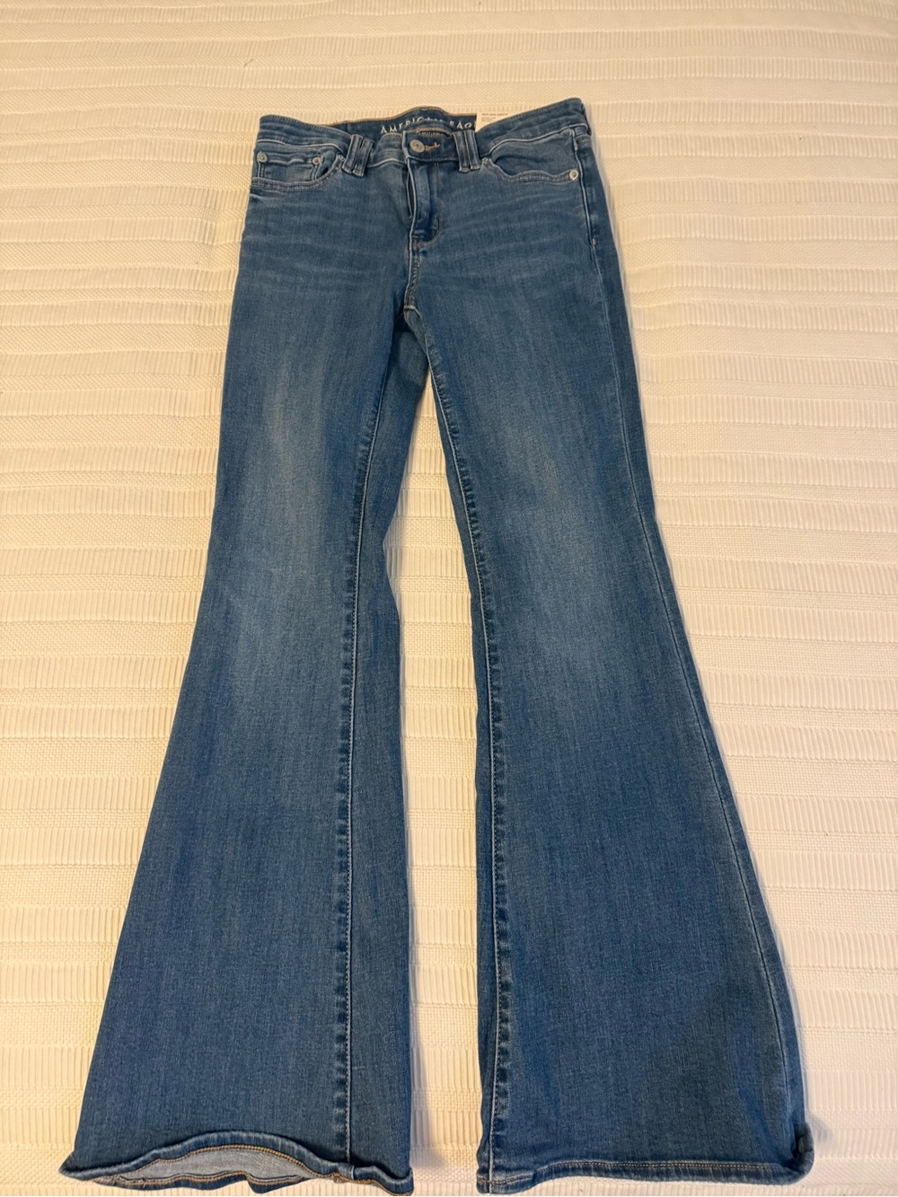 American Eagle Medium Blue Flare Jeans with Wide Leg